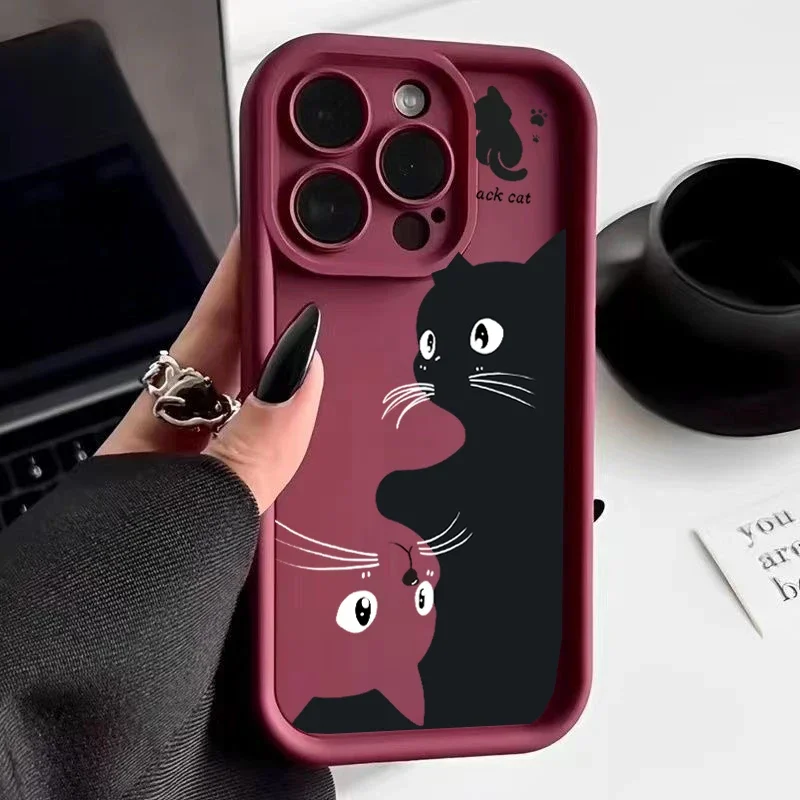 Силиконовый чехол для телефона Cute Cat Samsung Galaxy A55 A15 A54 A16 A35 A25 A24 A14 S24 S25 Ultra S22 Plus S21 S20 S23