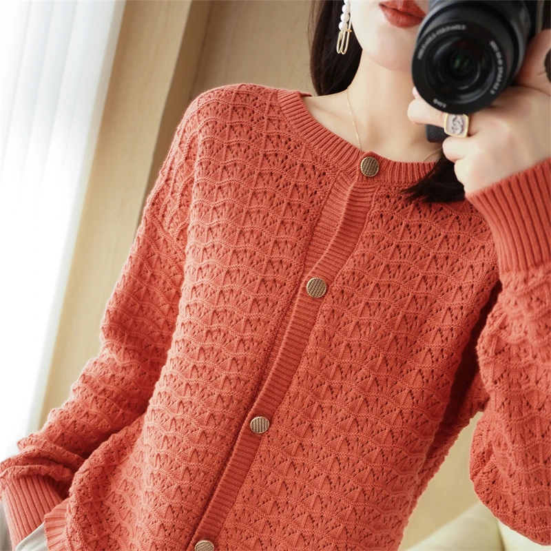 Женский свободный трикотажный кардиган из чистого хлопка с кружевом - купить по