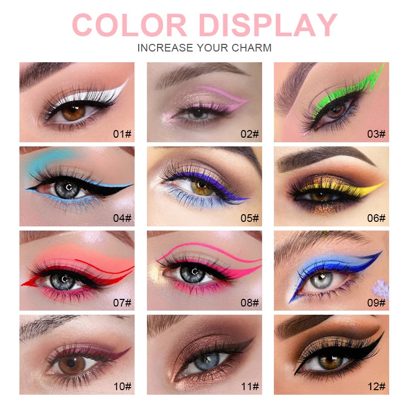 

Colorful Liquid Eyeliner Pen Eyes Makeup White Pink Waterproof Liquid Color Eye Liner Pencil Matte Blue Pen Make Up Cosmetics