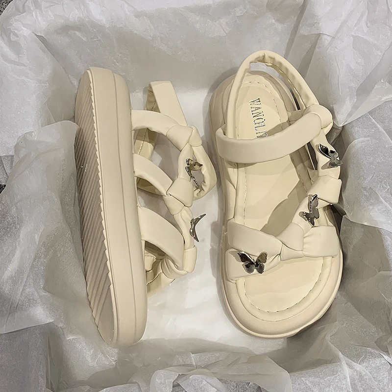 

2023Summer New Platform Sandals Women's All-match Thick Soled Open Toe Soft Sole Leisure Roman Beach Shoes Fashion Shoes