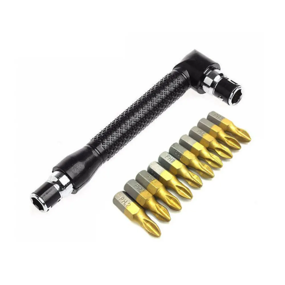 

10 шт., 25 мм, 1/4 дюйма, противоскользящая отвертка PH2, сверла с титановым покрытием и быстроразъемным держателем, удлинитель, ручные инструменты