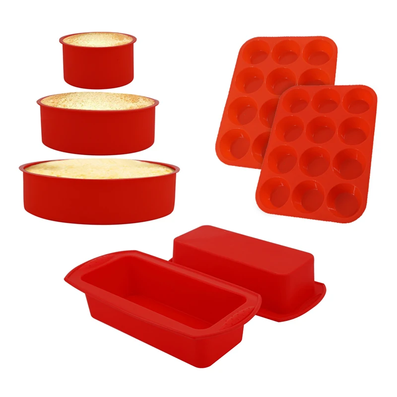 

3Pcs/Set Silicone Baking Molds Round/Rectangle/12 Cup-shaped Mould Baking Pan Pastry Muffin Cake Mold Baking Accessories Set