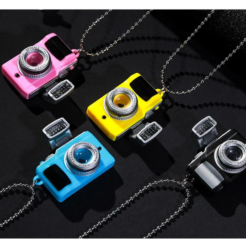 

Punk Fashion Glow In The Dark Retro Small Camera Necklaces Flash Light Pendant Necklace Music Men And Women Fashion Jewelry