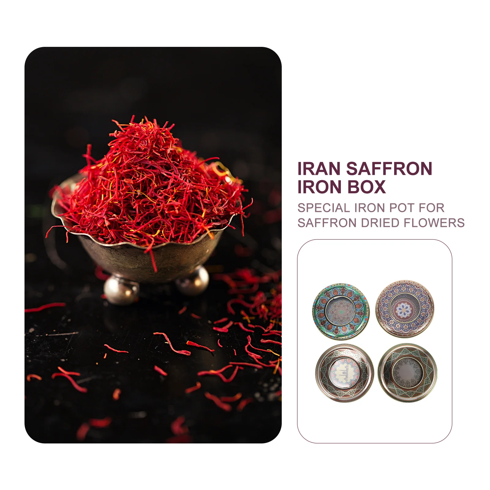 

Tin Saffron Storage Boxes Jar Empty Container Cans Tins Tea Lids Metal Tinplate Canister Premium Round Holders Wrapping Emtpy