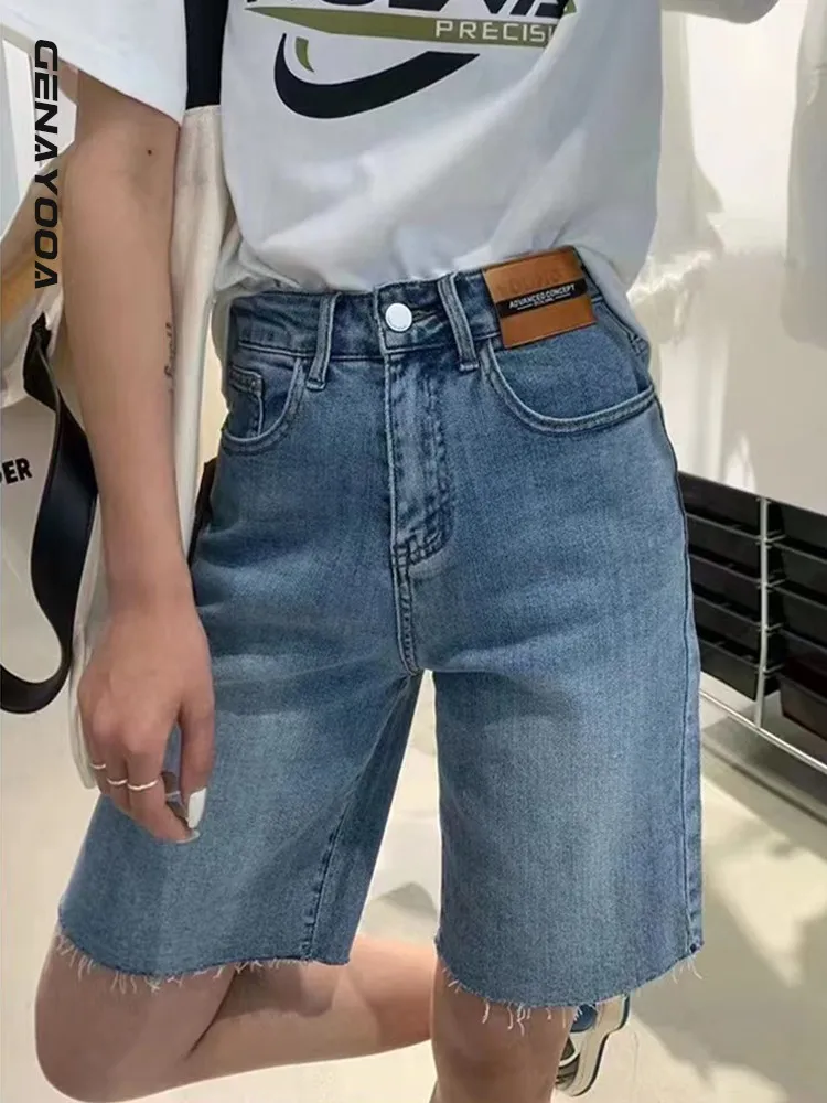 

Genayooa Streetwear Jeans Shorts For Women Ladies Loose Wide Leg High Waisted Shorts Casual Hot Pants Korean Fashion Summer