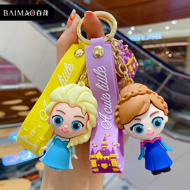 Disney Anime Figure Frozen Elsa Anna Olaf Cartoon Keychain Bag Key Ring Pendant Accessories Children's Toys Birthday Gifts