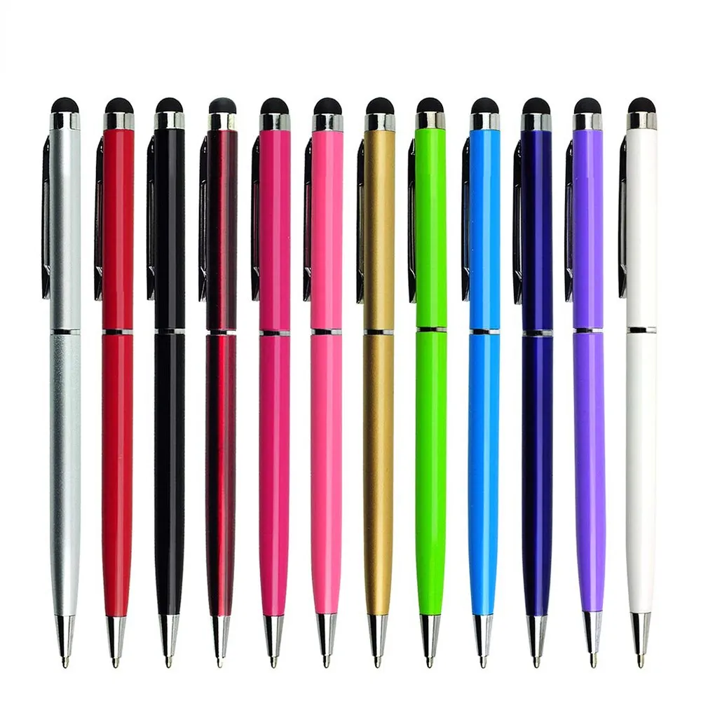 

10 шт./набор Универсальные Металлические стилусы 2 в 1 с шариковыми ручками ручки ручка для сенсорного экрана для всех емкостных экранов Прямая поставка