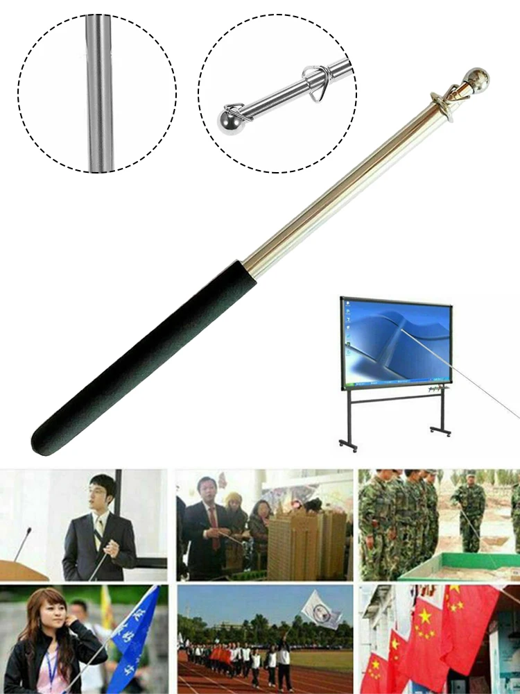 1.6M Telescopic Flag Pole Extendable Portable Handheld Windsock Pointer Stainless Steel Flagpoles For Tour Guide Banner