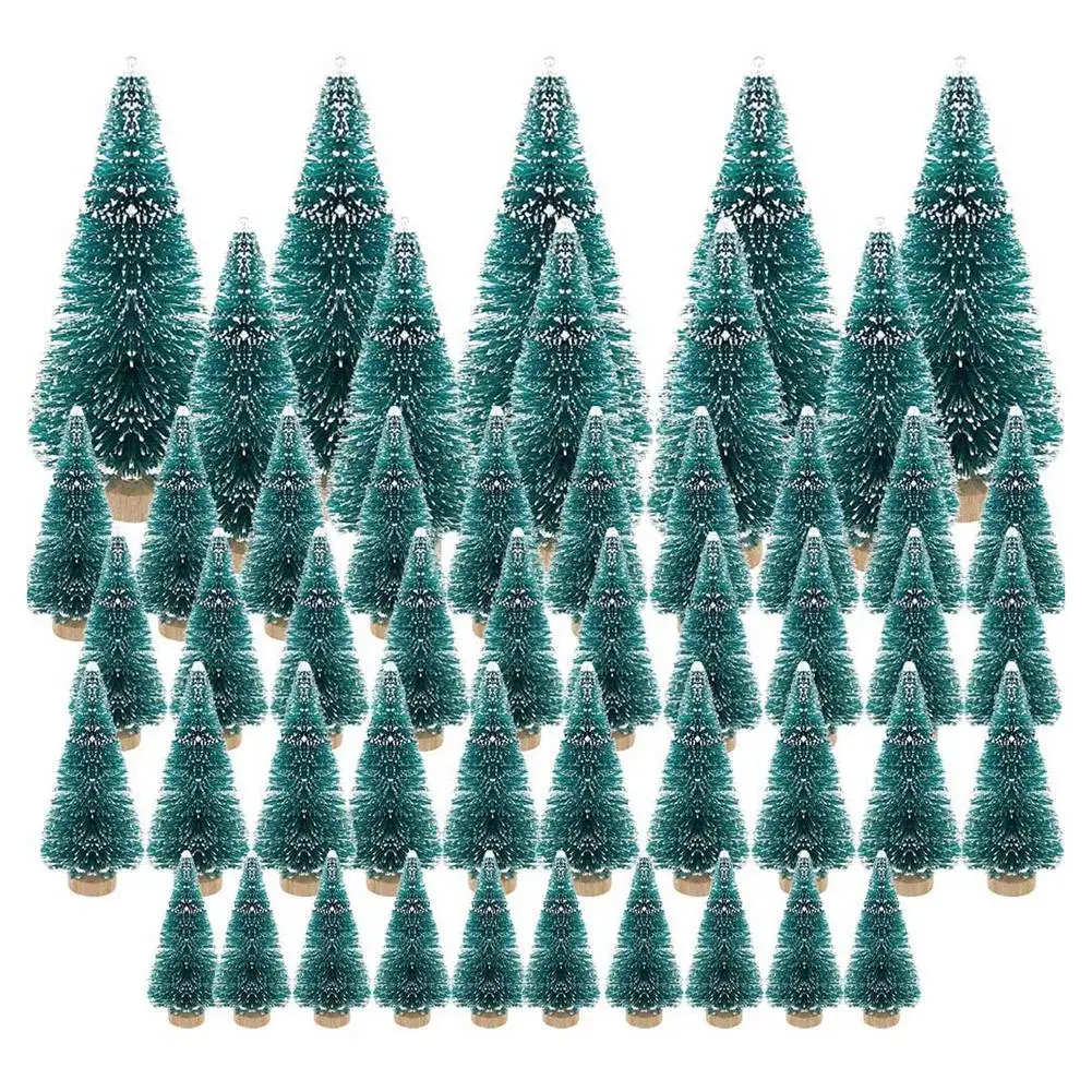 50PCS Miniature Artificial Christmas Tree Small Snow Frost Trees Pine DIY Party Decoration Crafts