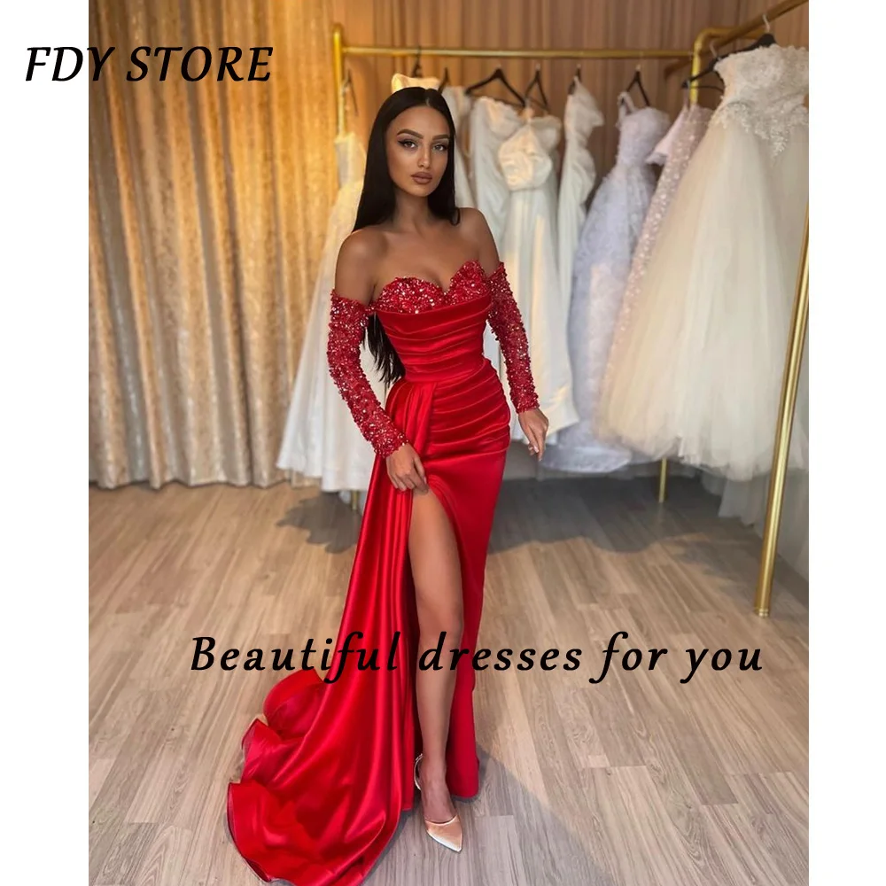 

FDY Store Scollopes Neckline Sequins Court Train Formal Occasion Dresses Wedding Party Prom Ball-gown Chirstmas for Women