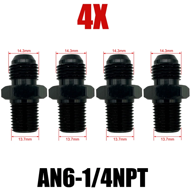

4X переходник для шланга охладителя мазута с наружной резьбой AN4 AN6 AN8 AN10 AN12 до 1/2NPT 1/4NPT 1/8NPT 3/8NPT 3/4NPT резьба прямой фитинг