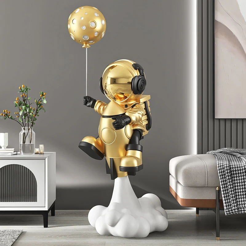 

130cm Rocket Astronaut Resin Statue Creative Living Room Floor Decor Fashion Sculpture Modern Art Nordic Home Decoration Crafts
