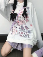 deeptown japan style anime print hoodies women harajuku kawaii oversize sweatshirts cartoon casual loose long sleeve o neck tops