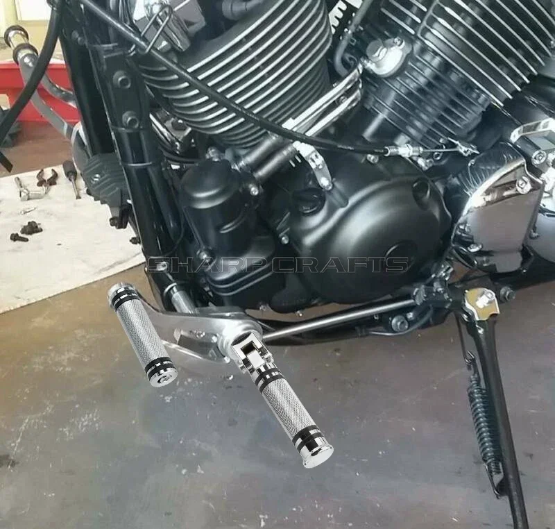 Фото Для Yamaha XVS 650 1100 Honda VT600 VT750 Shadow Suzuki Kawasaki VN900 мотоциклетные подножки для управления вперед, подножки для переключения передач с краем №5