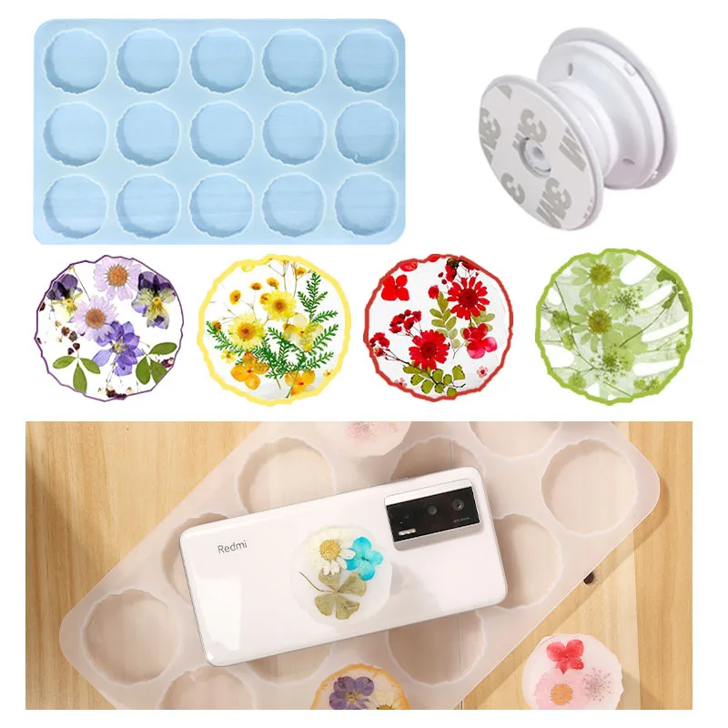 

Irregular Round Heart Phone Grip Epoxy Silicone Mold Pendant Silicone Mold Mobile Phone Holder Mold Decoration Resin Art