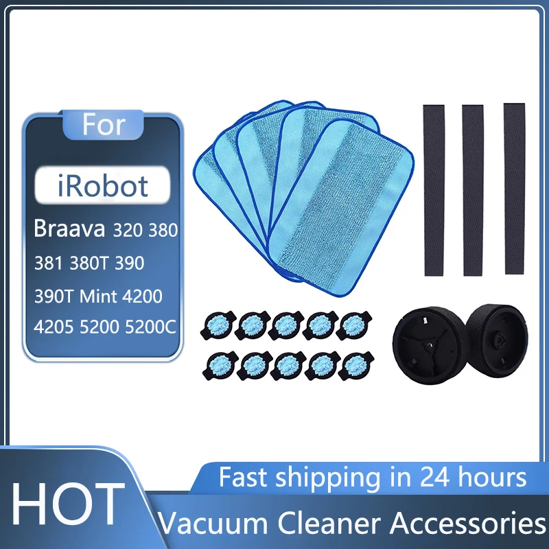 

9pcs/lot robot wheel tire mop cloth water cap Replacment for iRobot braava 320 380 381 380T 390 390T Mint 4200 4205 5200 5200C
