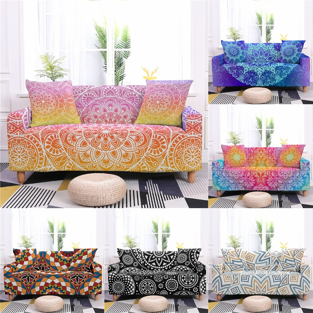 

Bohemia Mandala Sofa Cover Living Room 1/2/3/4 Seater Stretch Armchair Sofa Slipcovers Sectional L Shaped Corner Couch Covers