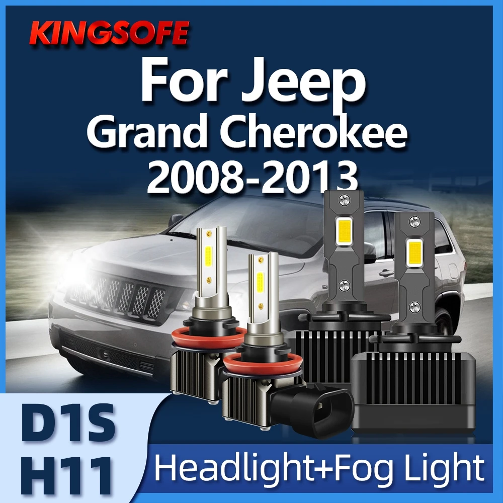 

4Pcs лампочки D1S светодиодные фары + H11 противотуманный свет комплект 6000K подходят для джипа Grand Cherokee 2008 2009 2010 2011 2012 2013