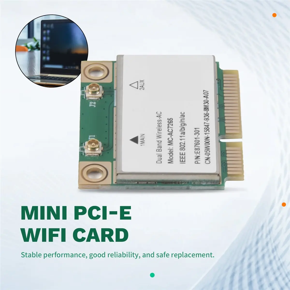 Магазин Cmpt And Acce предлагает аксессуары для ПК: беспроводная сетевая карта Bluetooth 4.2 Mini PCI-E Wifi Card MC-AC7265. (art.: 3920da0567e91) - 3920da0567e91