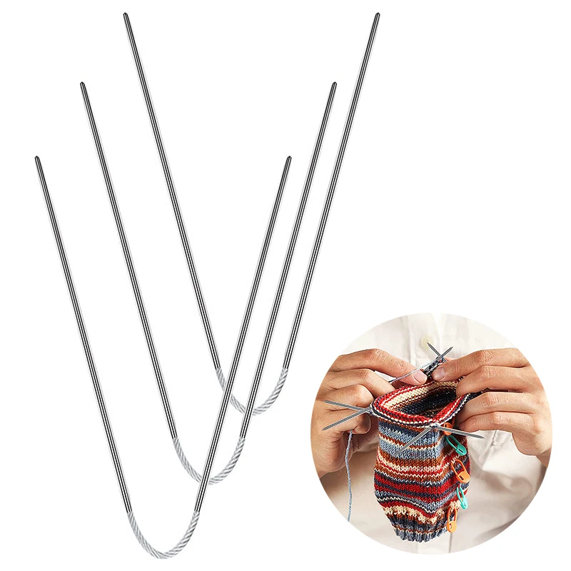 

3pcs/Set Circular Knit Needles Knitting Metal Cable Flexible Stainless Steel Circular Needles Sleeves Socks Knitting Accessories