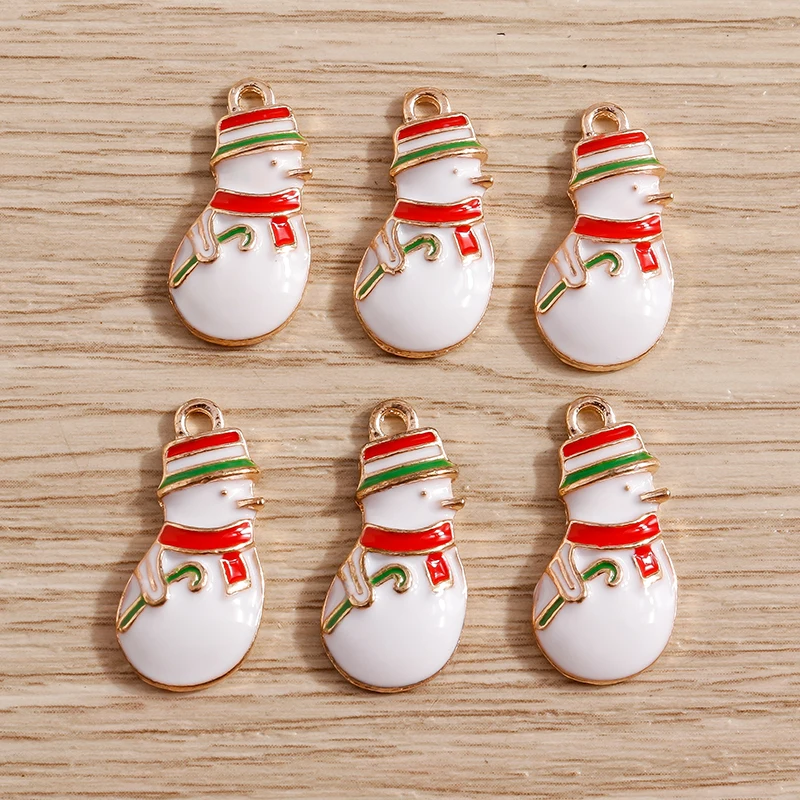

10pcs 10x22mm Cute Enamel Snowman Charms for Jewelry Making DIY Christmas Earrings Pendants Necklaces Handmade Craft Accessories