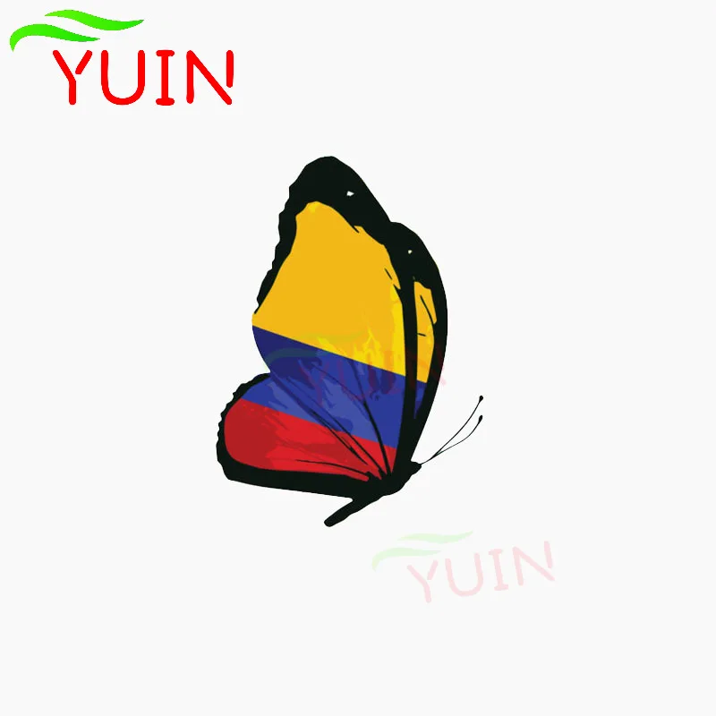 

YUIN Colombia Flag Butterfly Car Sticker Fashion PVC Bumper Window Decoration Motorcycle Waterproof High Quality Decal 11*8cm