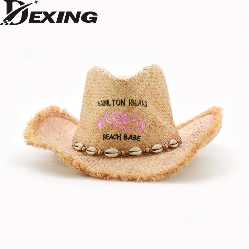 

Summer Wide Brim Cowboy Sun Hat Men Women England Travel Panama Trendy Light Raffia Straw Hat Wholesale