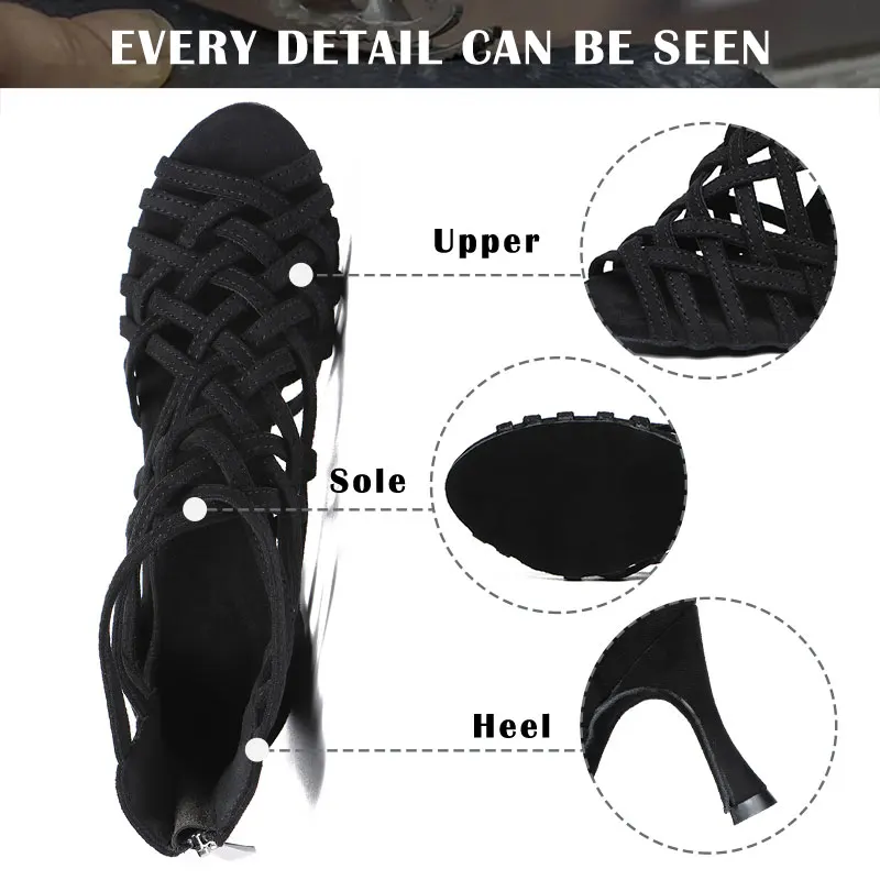 SWDZM Women Dancing Shoes Ladies Latin Dance Shoes Hollow out Ballroom Dance Boots High Heels Salsa Party Shoes Dancing Boots