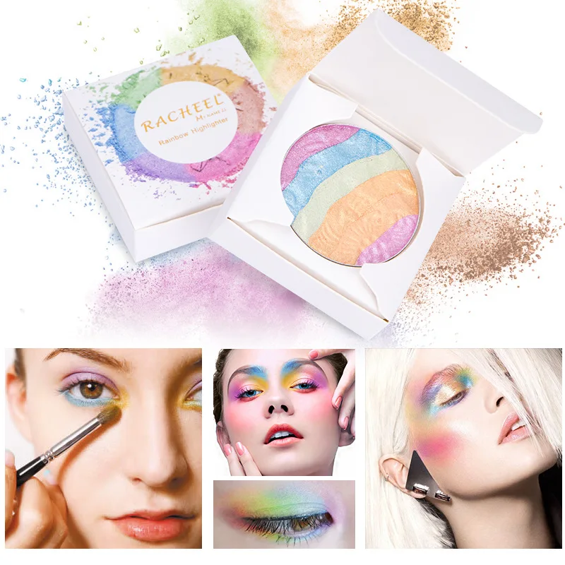 

Rainbow Highlighter Palette Polarized Glitter Eye Shadow Powder Makeup Face Body Shimmer Shine High Light Iluminador Cosmetic