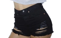 2022 summer new black ripped denim shorts ladies jeans womens clothing