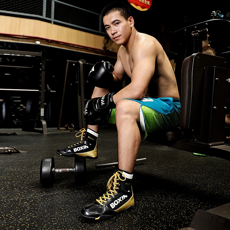 New Unisex Professional Boxing Wrestling Shoes Men's High Top Boxing Training Shoes Comfortable Breathable Fitness Sneakers Men