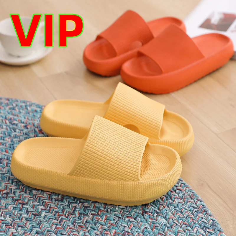 

Rimocy VIP Link Thick Platform Slippers Women Men Home Bathroom Soft Sandals Woman 2023 Summer Non-slip Beach Flip Flops