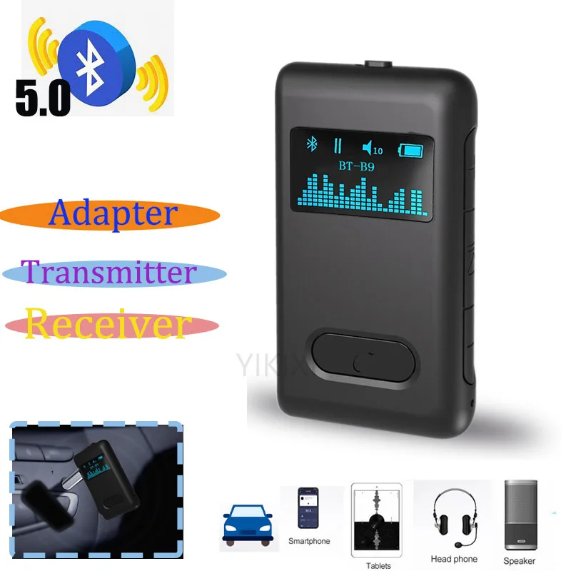 

LCD Car Bluetooth 5.0 Audio Receiver AUX 3.5mm 3.5 Jack RCA Stereo Wireless Adapter Handsfree for Speaker Car Audio Transmitter