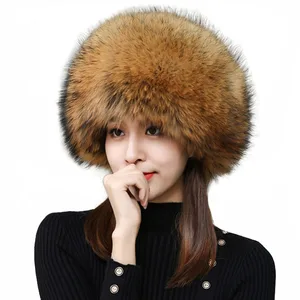 Women Hat 2022 Real Fur Hats Women Winter Russian Style Women's Warm Hat Popular Style Women's Tail Cap Natural Fox Fur Hat