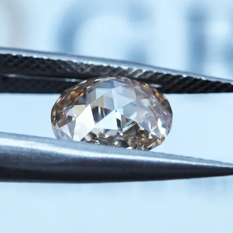 Муассанит шампань круглые бусины розовой огранки 2.5ct