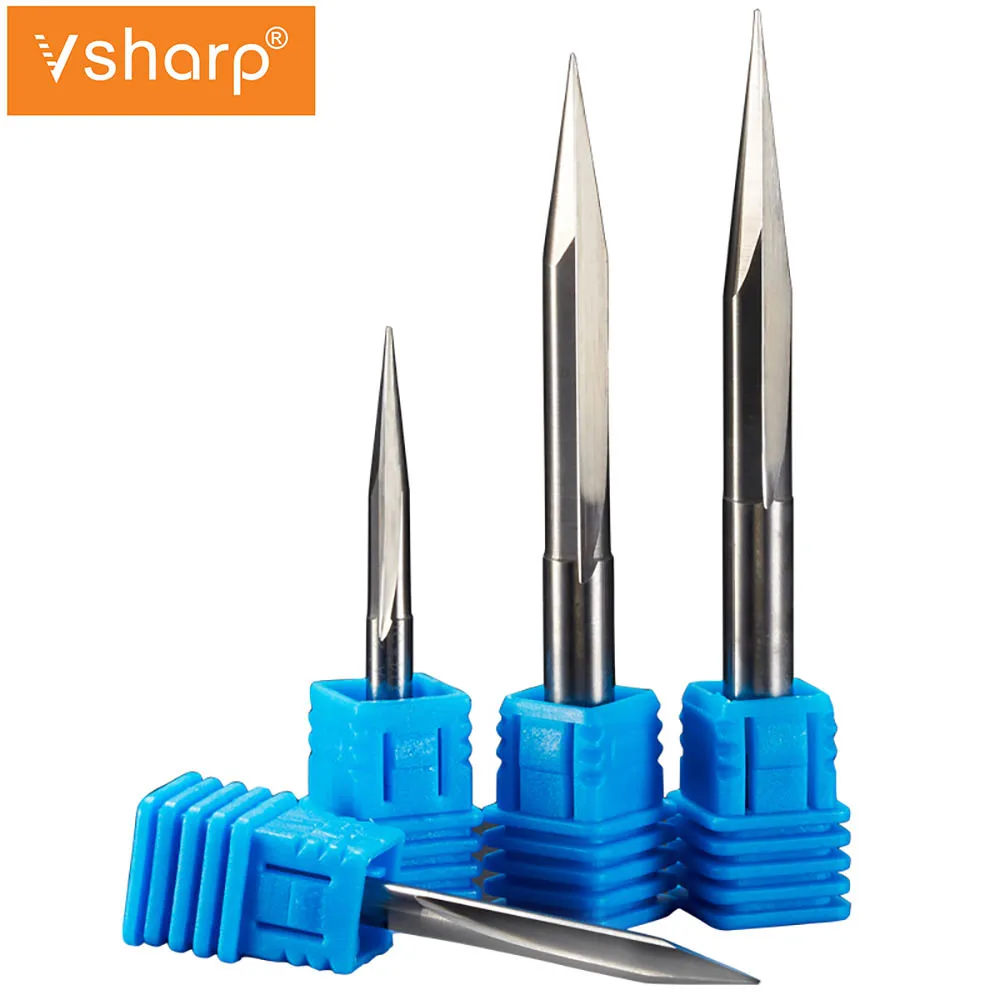 Vsharp 2 Flutes V Tip End Mill  6mm Shank  Double Blade Straight Groove CNC Engraving Bit Sharp Carving Tool For Woodworking