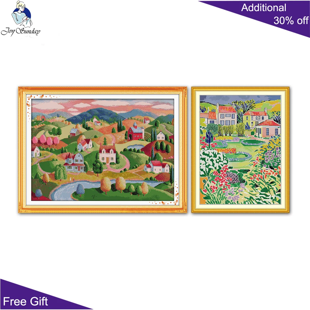 Радость воскресенье Картина маслом деревня Happy Home Наборы для вышивки крестом
