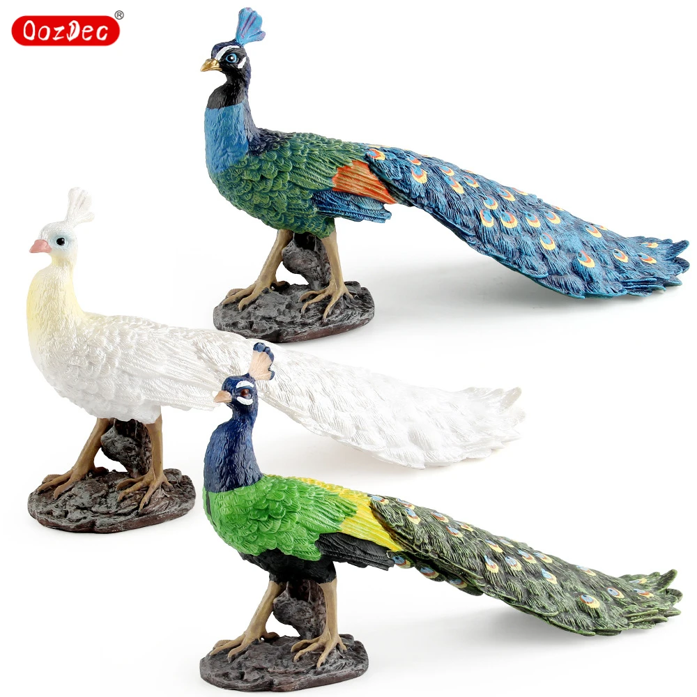 

OozDec Simulate Solid Wild Birds Animals Peacock Models Blue Peacocks Green Peacocks Decoration Cognitive Aids Children's Toys