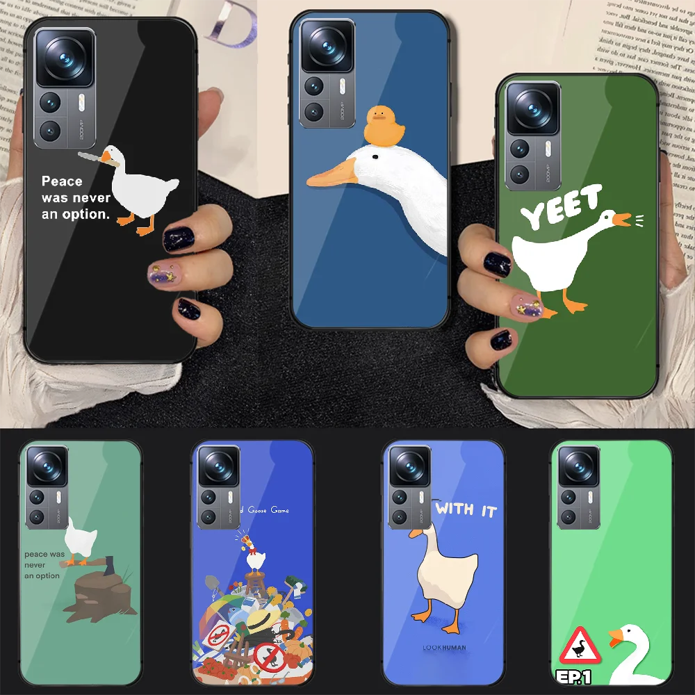 

Untitled Cartoon Goose Tempered Glass Phone Case Cover For Xiaomi Mi Poco X F 8 11 12 13 T 3 4 GT Pro Lite Ultra 5G Painting