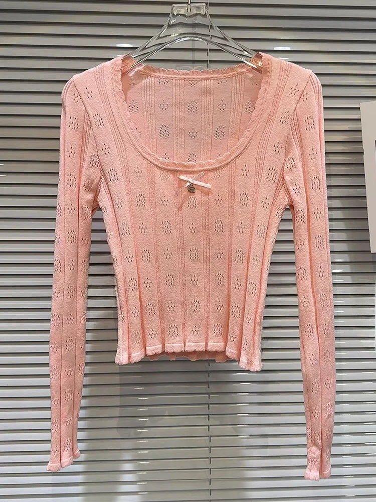  23 осенняя новая одежда King Black Letter вязаная женская рубашка с длинными рукавами и