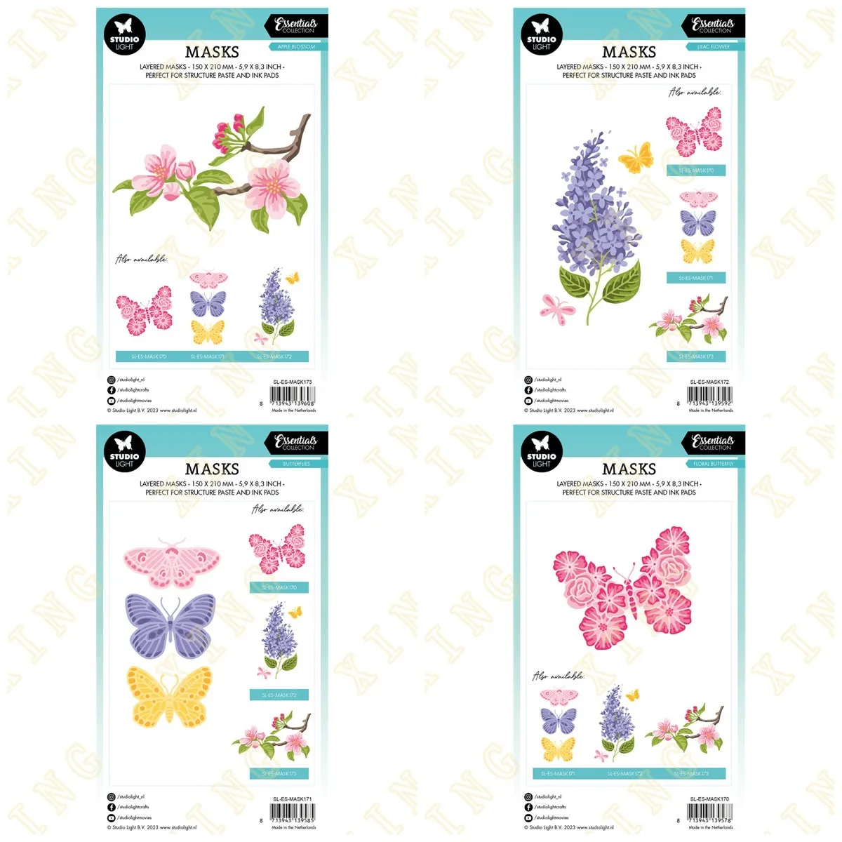 

Complete Collectie Januari Flowers Butterflies Layering Stencils Painting Scrapbook Coloring Embossing Album Decorative Template
