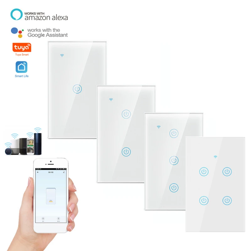 

100-240vac Us Light Switch Voice Speaker Control Remote By Tuya Smartlife Alexa Google Home Smart Switch 2.4ghz 50/60hz Wi-fi