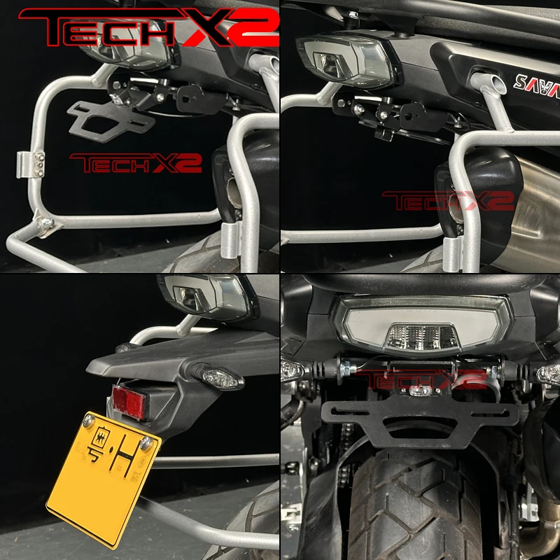 Фото FMOTO 700MT модифицированная короткая хвостовая нержавеющая сталь задняя складная рамка номерного знака указатель поворота номерной рамки аксессуары №2