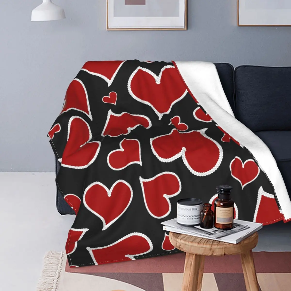 

Heart Love Blanket Romantic Valentines Day Wool Throw Blankets Bedroom Sofa Printed Soft Warm Bedspreads
