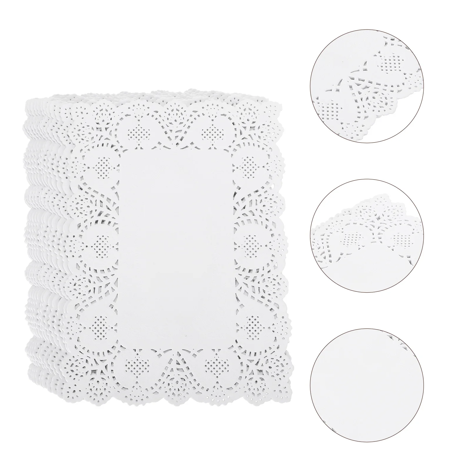

Paper Doilies Lace Placemats Disposable White Rectangular Desktop Decorative Pad Tabletopdollies Mat Cake Mats Place Valentine