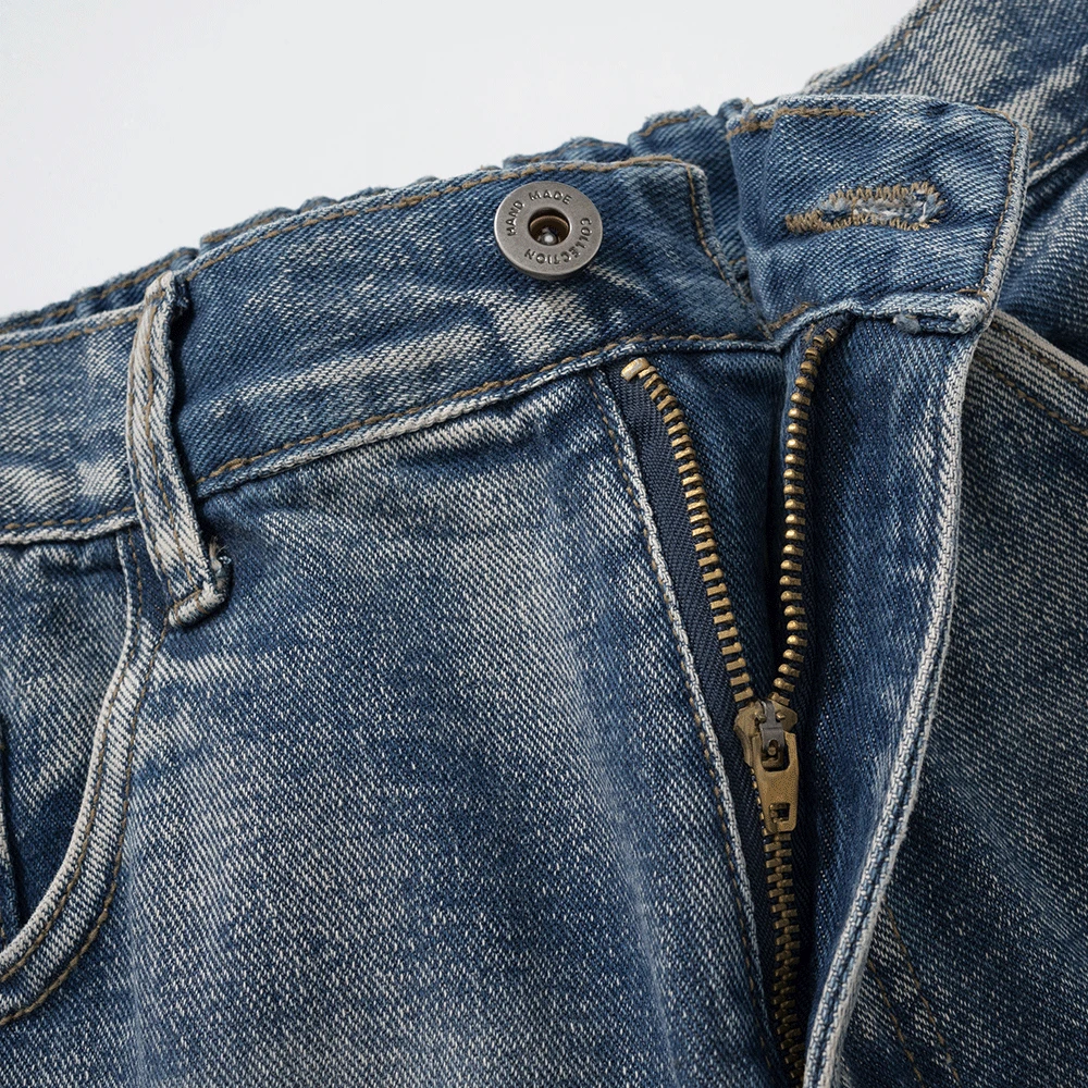 Vintage Harajuku Letter Embroidery Spliced Retro Denim Trousers Men and Women Drawstring Straight Oversized Casual Jeans Pants