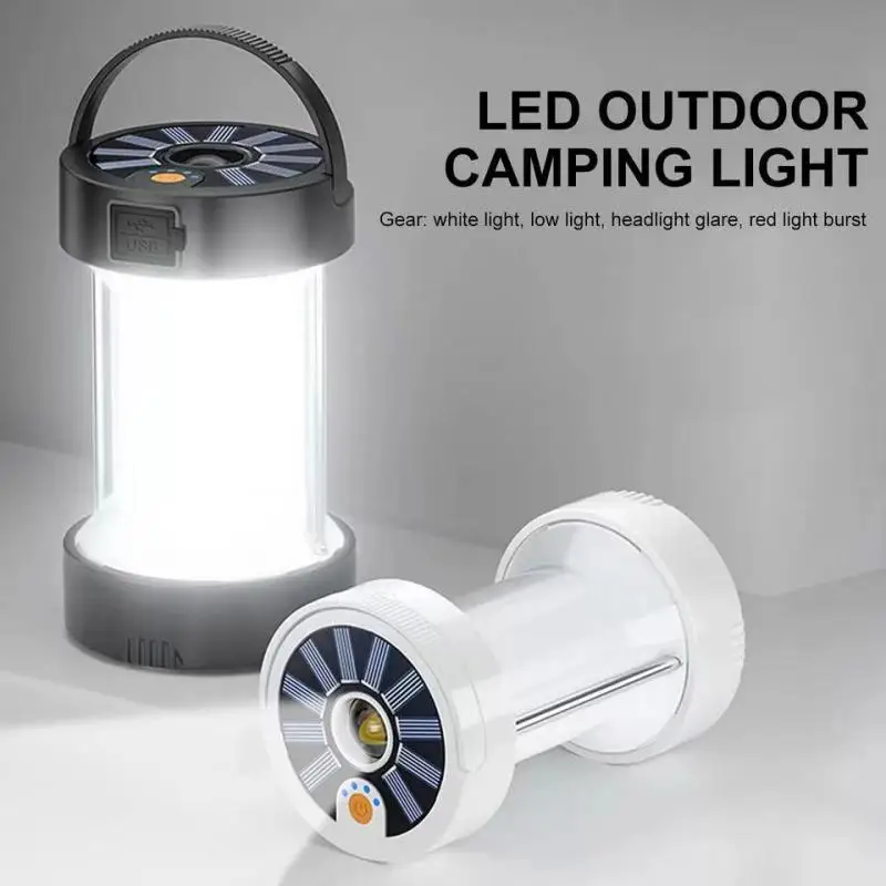 High Quality Led Portable Camping Lighting, Solar Emergency Multi-Function Light, Portable Light, Usb Rechargeable Flashlight