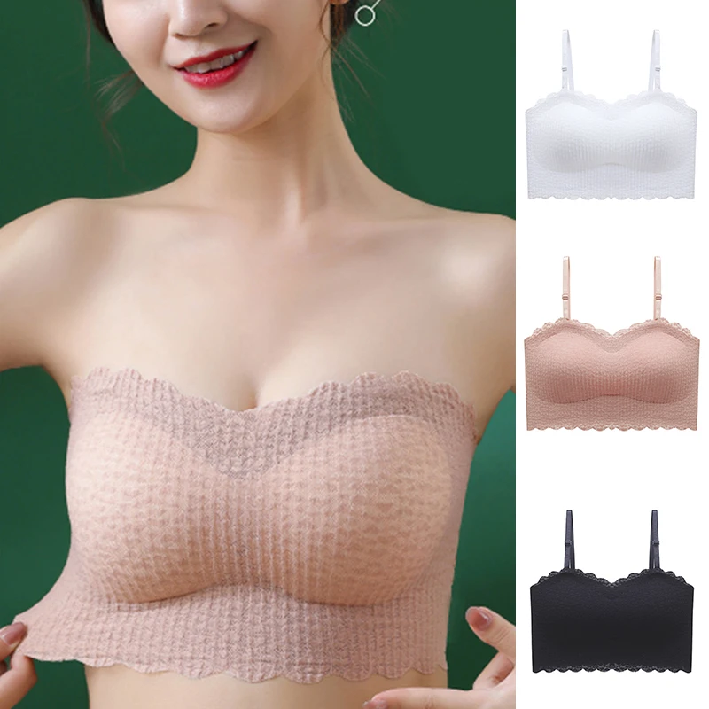 

Strapless Lace Bras For Women Seamless Bra Non-wired Bras Invisible Underwear Women Tube Top Sexy Push Up Lingerie With Pad