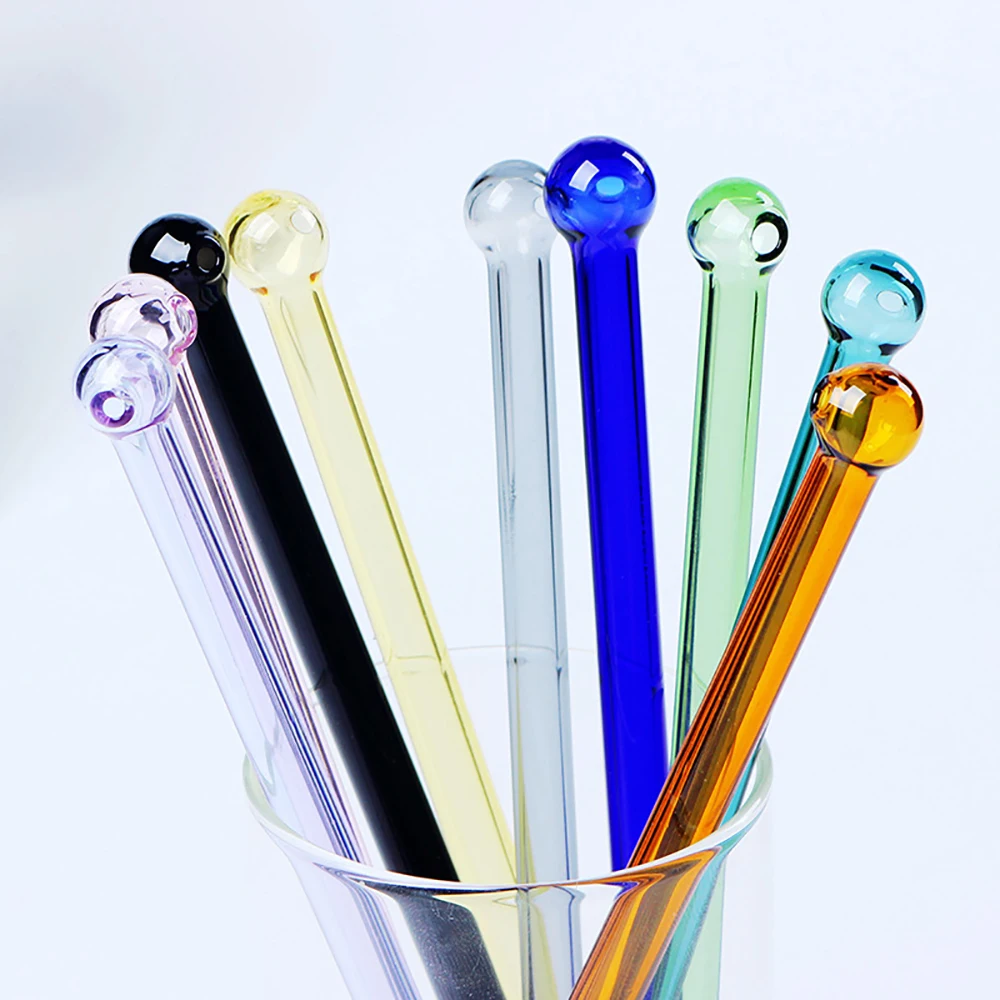 

Creative Glass Straw Reusable Colorful Round Ball Straw Cocktails Drinking Straws Eco Friendly Drinkware Party Bar Accessories