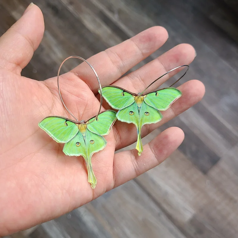 

Simple Acrylic Green Color Moth Drop Earrings For Women Cute Animal Dangle Earrings Party
